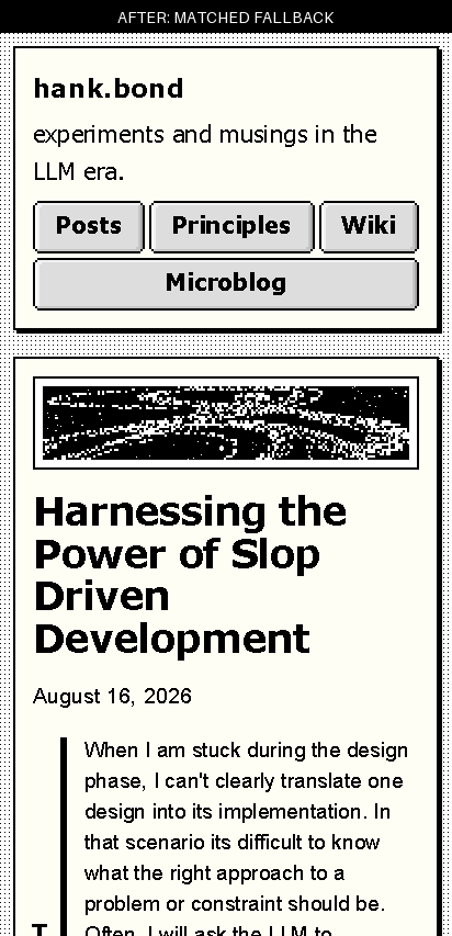 After optimization, before the webfont loads: the metric-matched fallback prevents layout movement.