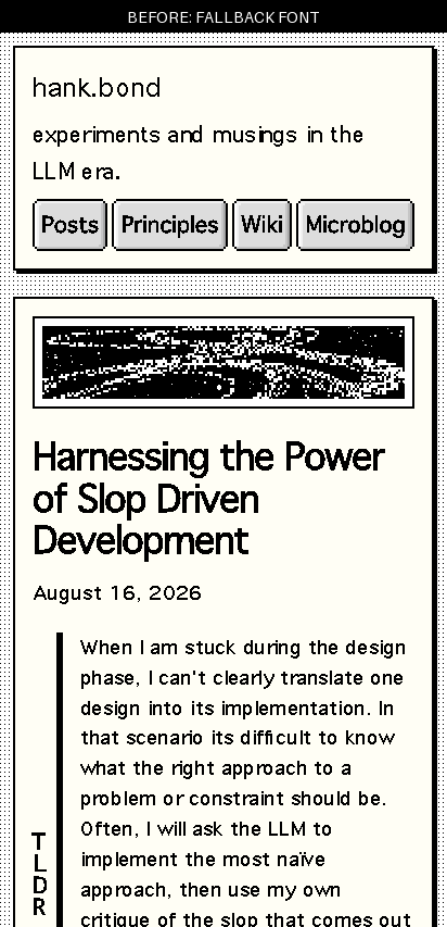 Before optimization, before the webfont loads: the fallback font causes substantial layout movement.